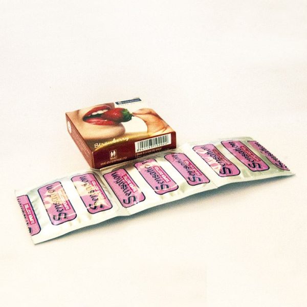 Sensation Supper Dotted Strawberry Condom - 1pack = 3pcs