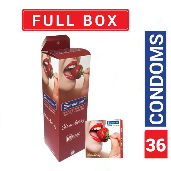 Sensation Supper Dotted Strawberry Condom - 1pack = 3pcs - Image 2