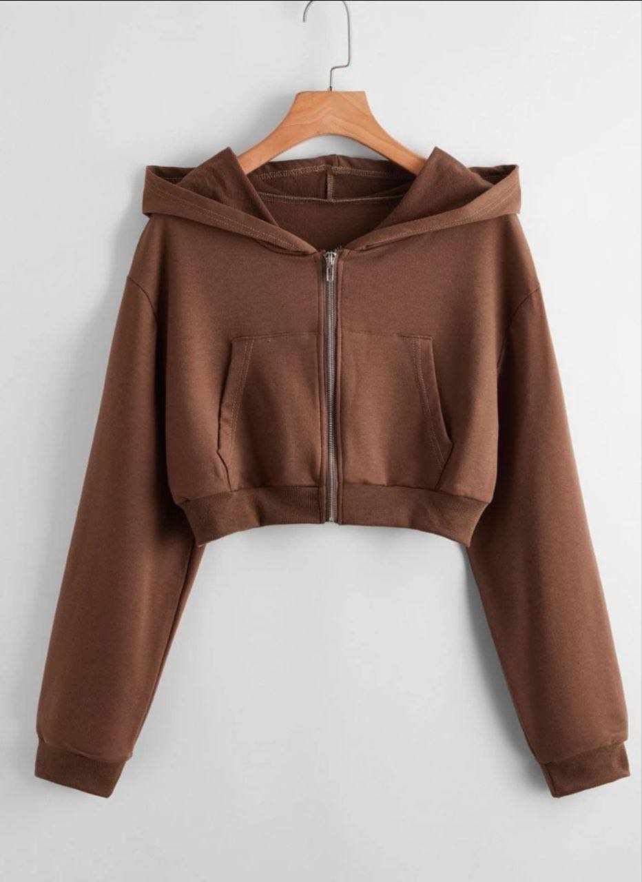 High quality sweatshirts solid colour Crop Hoodie