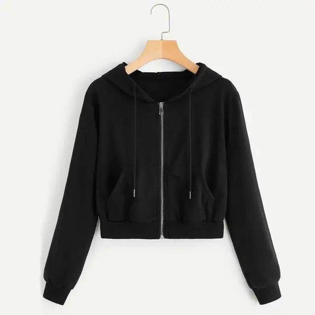 High quality sweatshirts solid colour Crop Hoodie