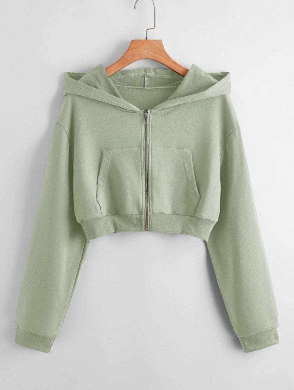 High quality sweatshirts solid colour Crop Hoodie
